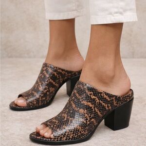 Vince Snake Embossed Block Heel Mule